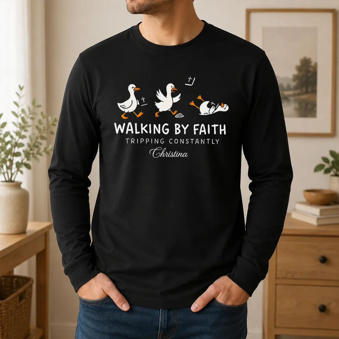 Official Walking By Faith Tripping Constantly Long Sleeve Shirt Official Walking By Faith Tripping Constantly Long Sleeve Shirt