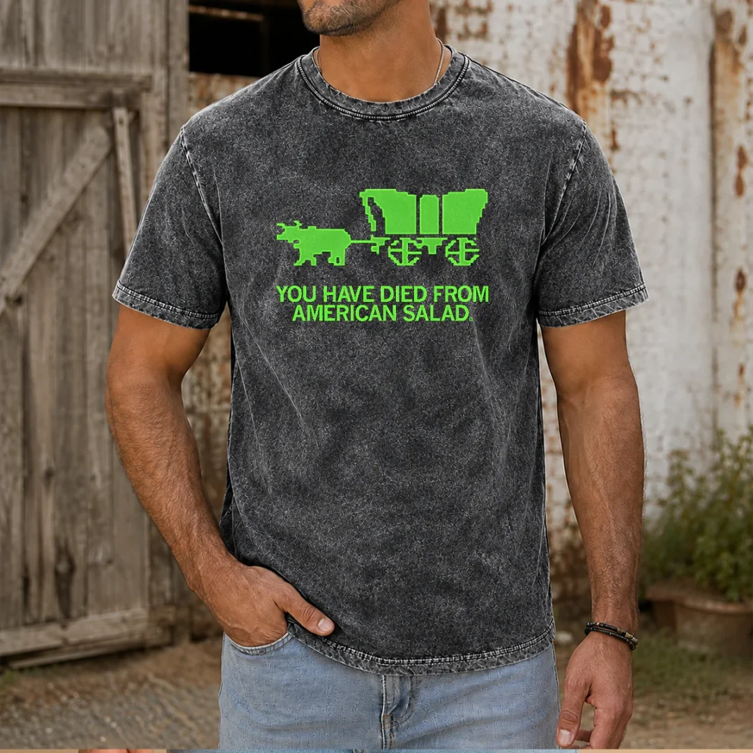 official-you-have-died-washed-t-shirt Official You Have Died Washed T Shirt in faded black with vintage distressed print