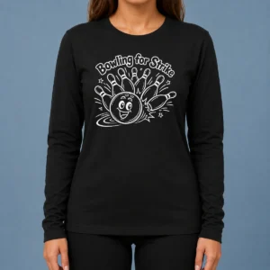 Hot Bowling For Strike Line Art Long Sleeve Shirt