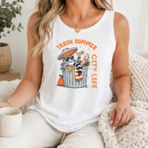 Happy Top Trash Summer City Life Raccoon Tank Top