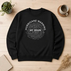 Official Overthinking Cyclone Warning Minimal Text Graphic Sweater