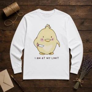 Top Yellow Chick Holding Knife I Am At My Limit Long Sleeve Shirt