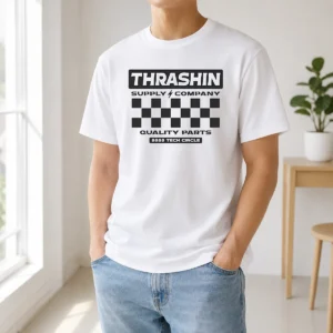 Premium Thrashin Supply Company Quality Parts t shirt in classic fit with bold logo print on front