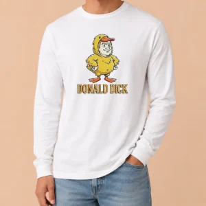 Pretty Donald Dick Parody Long Sleeve Shirt showing front view on a white background