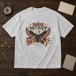 Funny Proud Patriot Vintage Shirt With Soaring Eagle on a soft washed t shirt in vintage style
