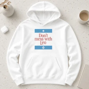 Original Top Don'T Mess With Pope Leo XIV Hoodie in black, featuring a bold graphic print on a comfortable pullover style