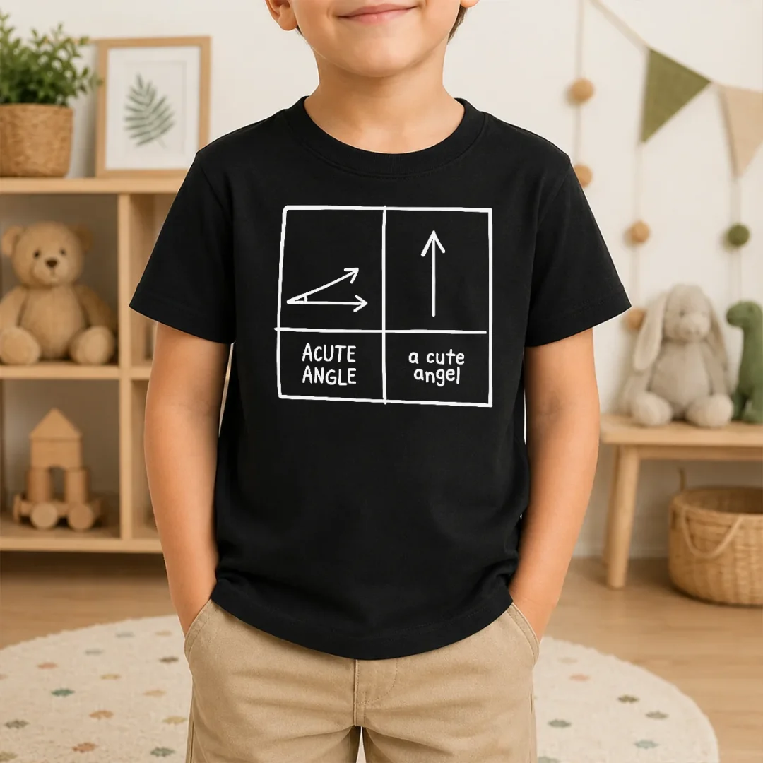 Original Acute Angle And A Cute Angel Geek Kids T Shirt Original Acute Angle And A Cute Angel Geek Kids T Shirt featuring playful geometric and angel graphics on a comfortable cotton tee