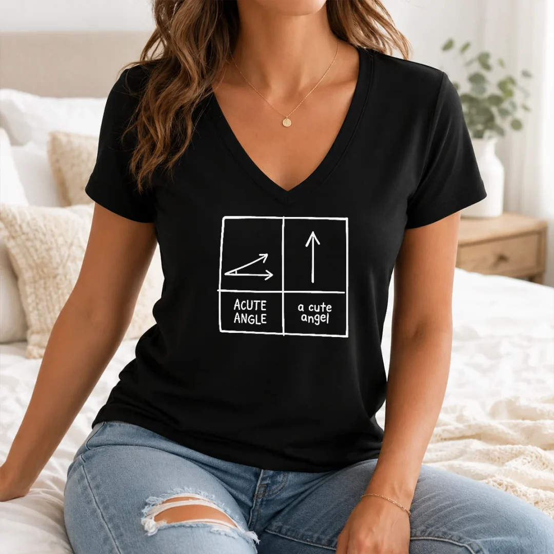 Original Acute Angle And A Cute Angel Geek V Neck Shirt Original Acute Angle And A Cute Angel Geek V-Neck Shirt