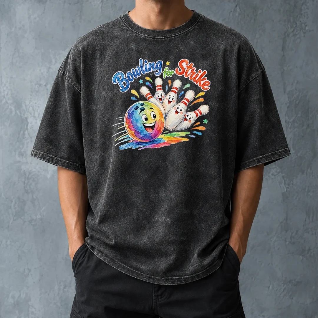 original-bowling-for-strike-watercolor-washed-t-shirt-washed-tshirt Original Bowling For Strike Watercolor Washed T-Shirt