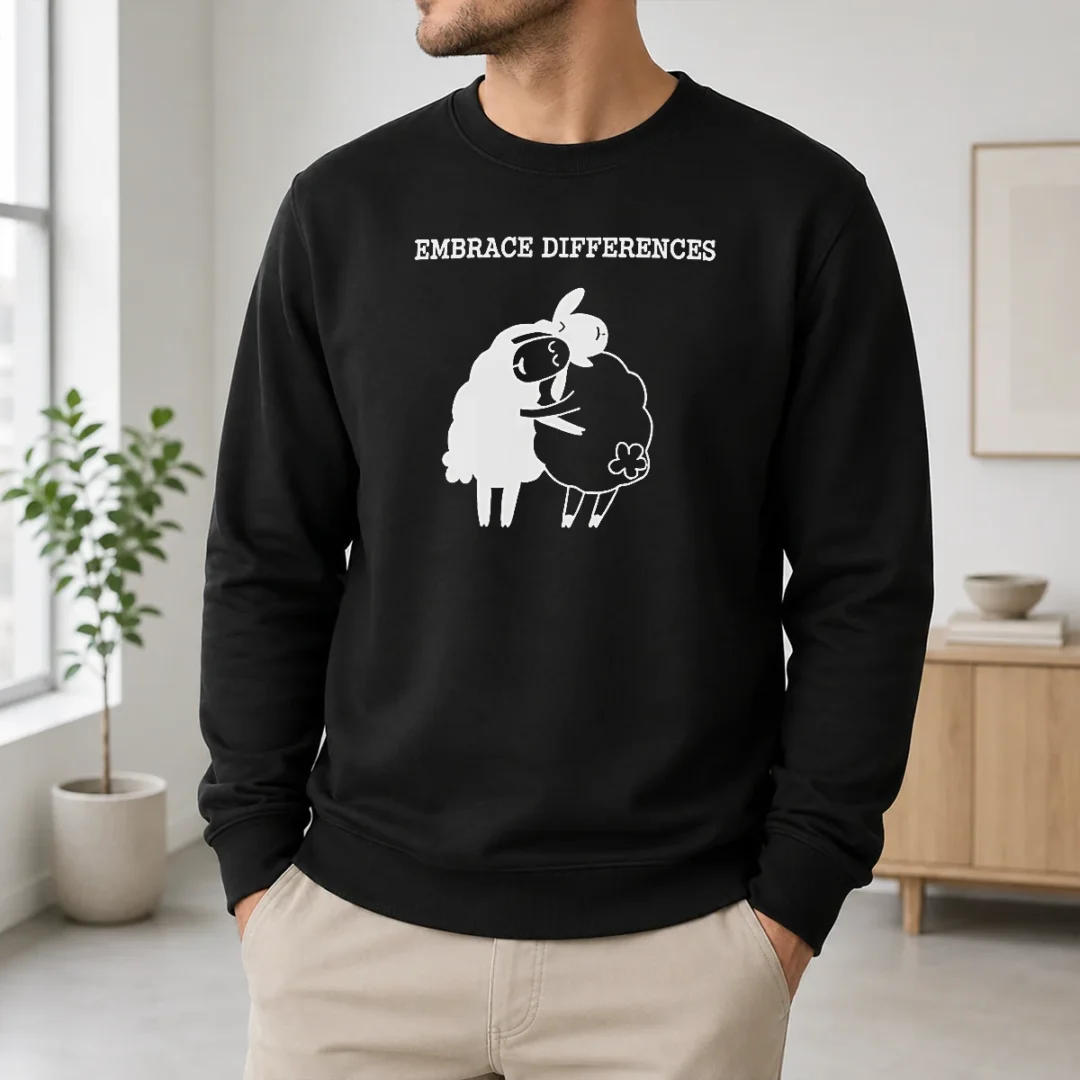 Original Embrace Differences Sheep Hug Hugging Inclusivity Sweater Original Embrace Differences Sheep Hug Hugging Inclusivity Sweater