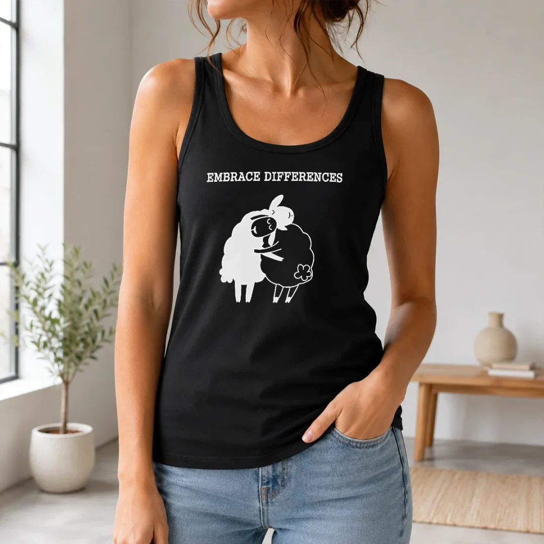 Original Embrace Differences Sheep Hug Hugging Inclusivity Tank Top Original Embrace Differences Sheep Hug Hugging Inclusivity Tank Top