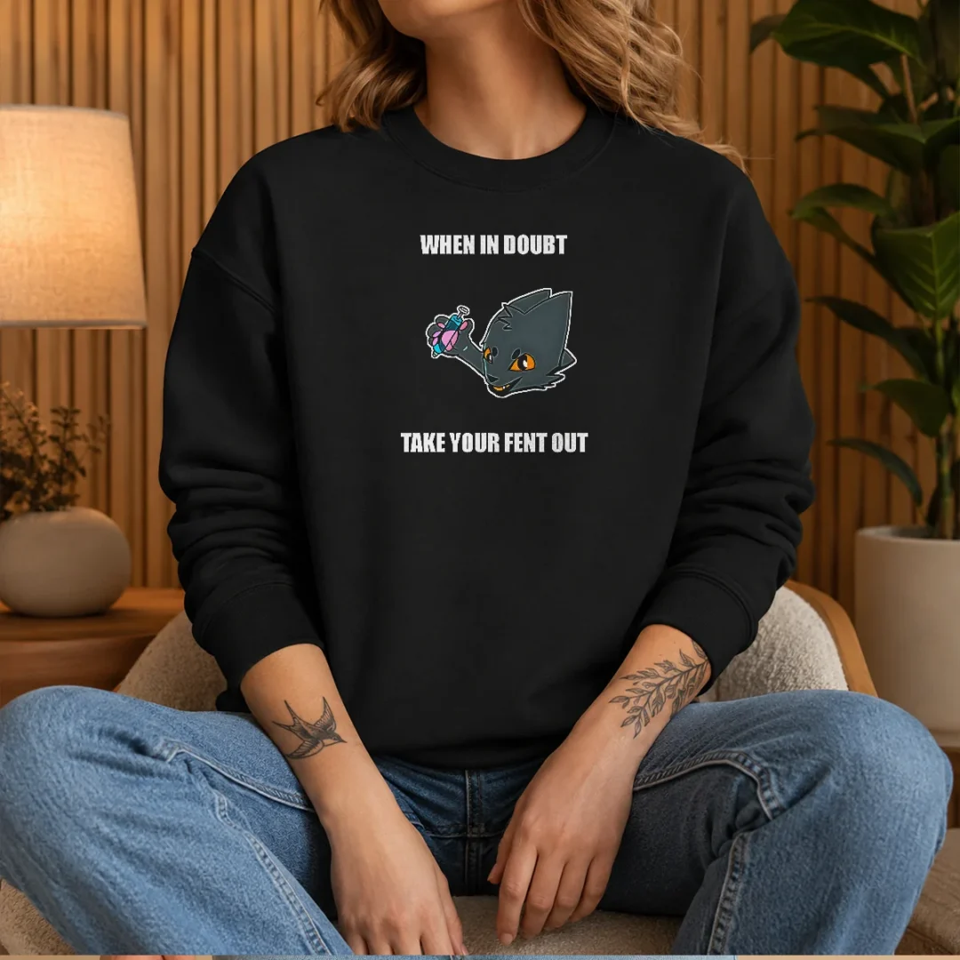 original-expie-casualties-unknown-when-in-doubt-take-your-fent-out-sweater Original Expie Casualties Unknown When In Doubt Take Your Fent Out Sweater in charcoal gray with bold white text design