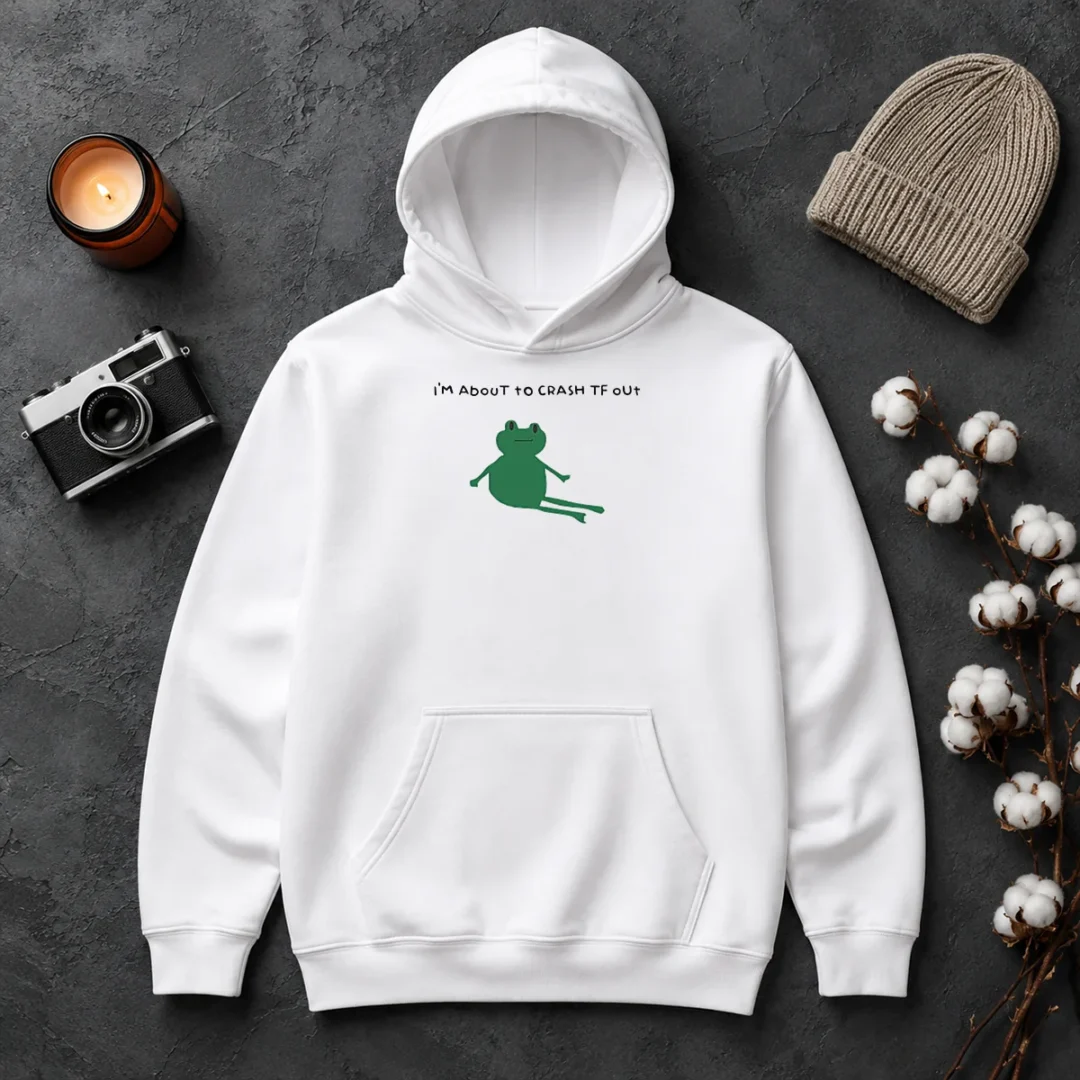 Original Frog I Am About To Crash Tf Out Meme Hoodie Original Frog I Am About To Crash Tf Out Meme Hoodie in dark color, featuring a comfortable pullover design with front pocket and drawstring hood