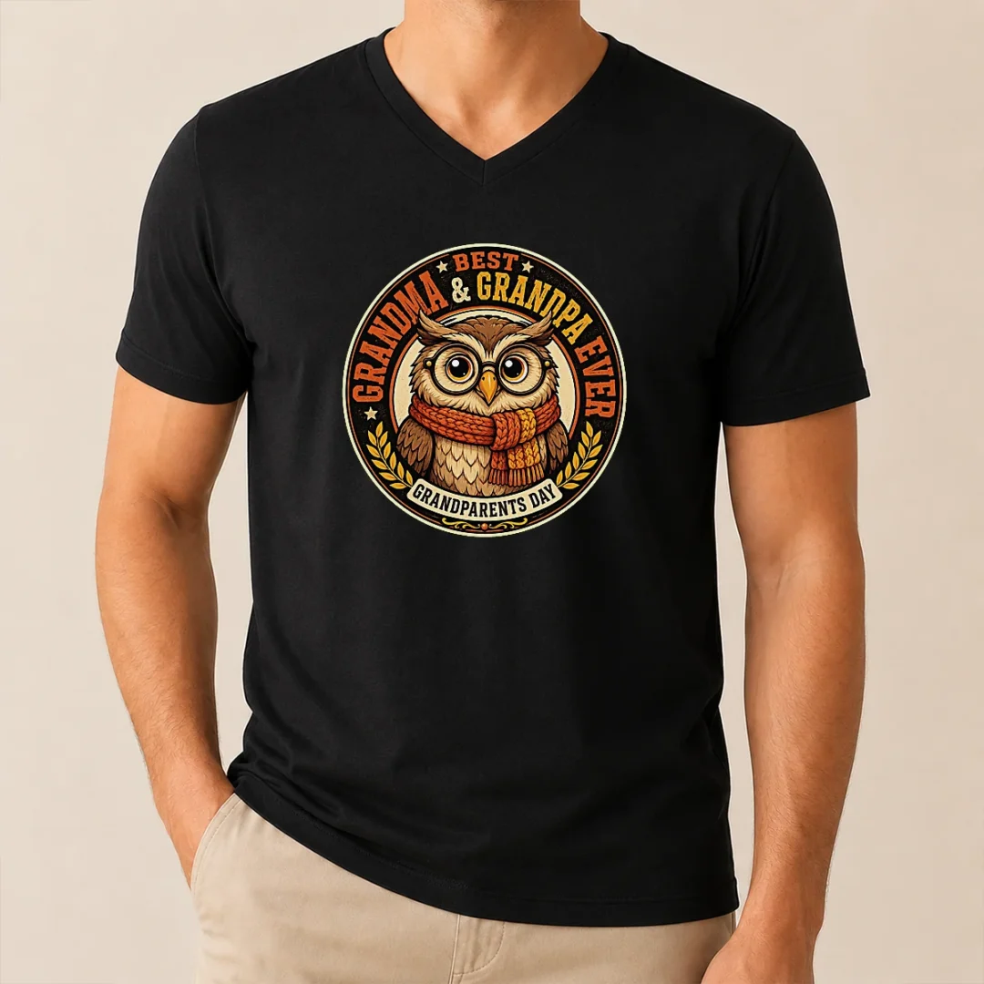 Original Funny Grandparents Day Best Grandma Grandpa Mascot Badge V Neck Shirt Original Funny Grandparents Day Best Grandma Grandpa Mascot Badge V-Neck Shirt