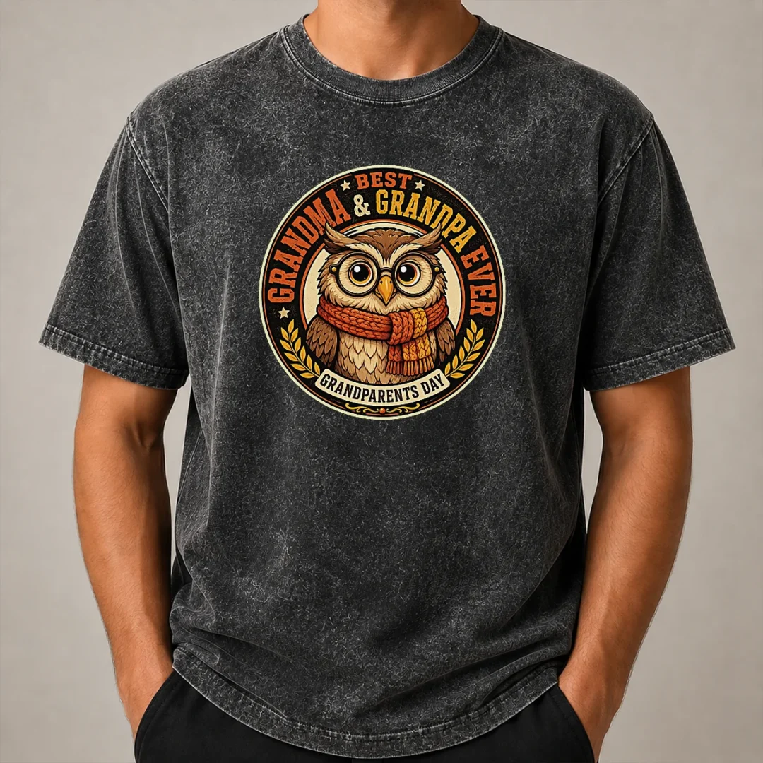 Original Funny Grandparents Day Best Grandma Grandpa Mascot Badge Washed T Shirt Original Funny Grandparents Day Best Grandma Grandpa Mascot Badge Washed T-Shirt