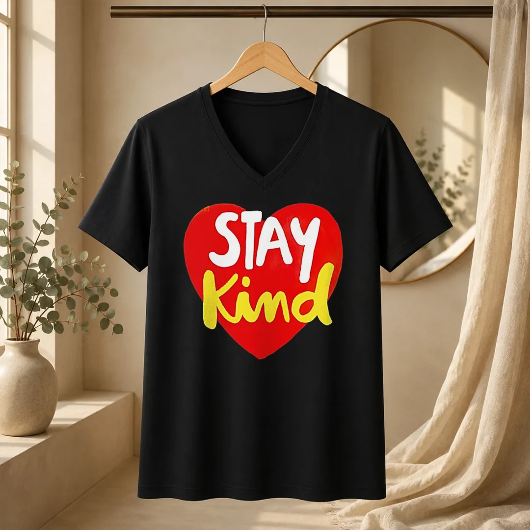 original-funny-stay-kind-heart-v-neck-shirt Original Funny Stay Kind Heart V-Neck Shirt