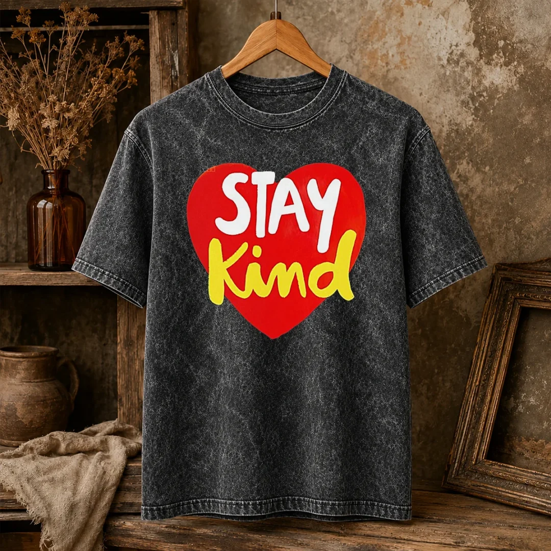 original-funny-stay-kind-heart-washed-t-shirt Original Funny Stay Kind Heart Washed T-Shirt