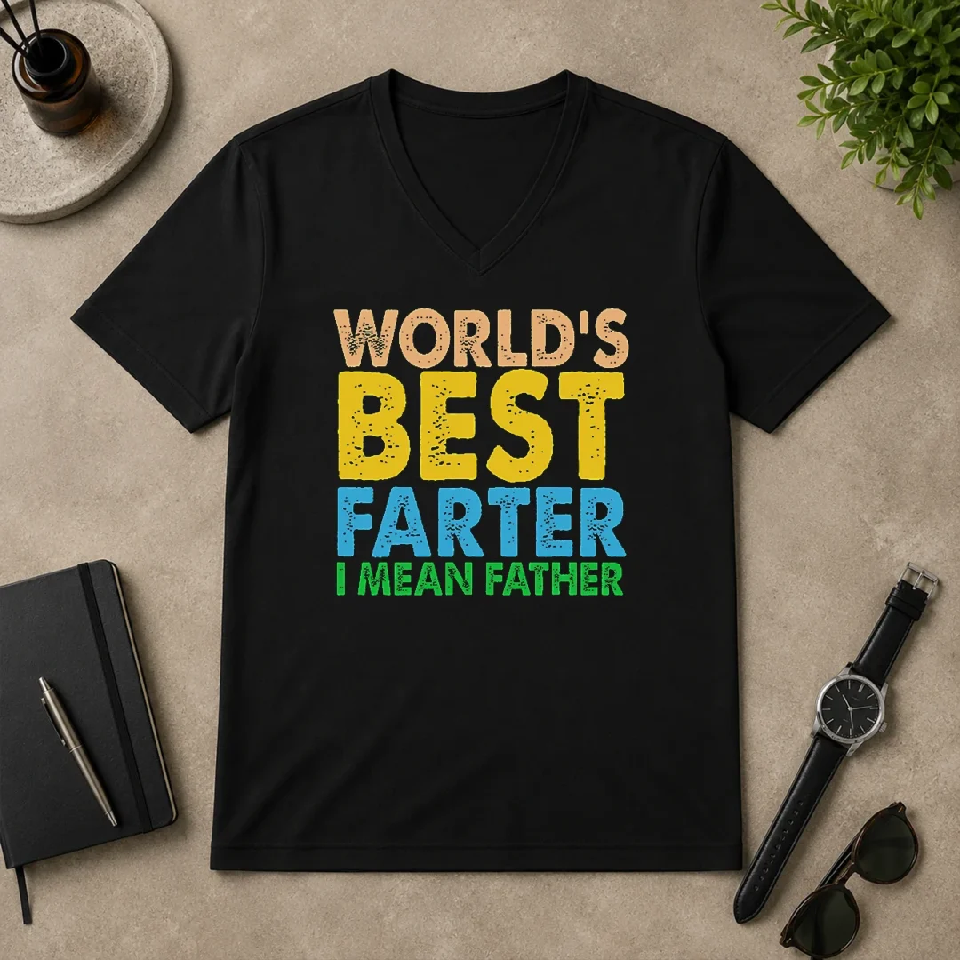 Original Good World'S Best Farter Funny Humor Dad Fathers Day V Neck Shirt Original Good World'S Best Farter Funny Humor Dad Fathers Day V-Neck Shirt