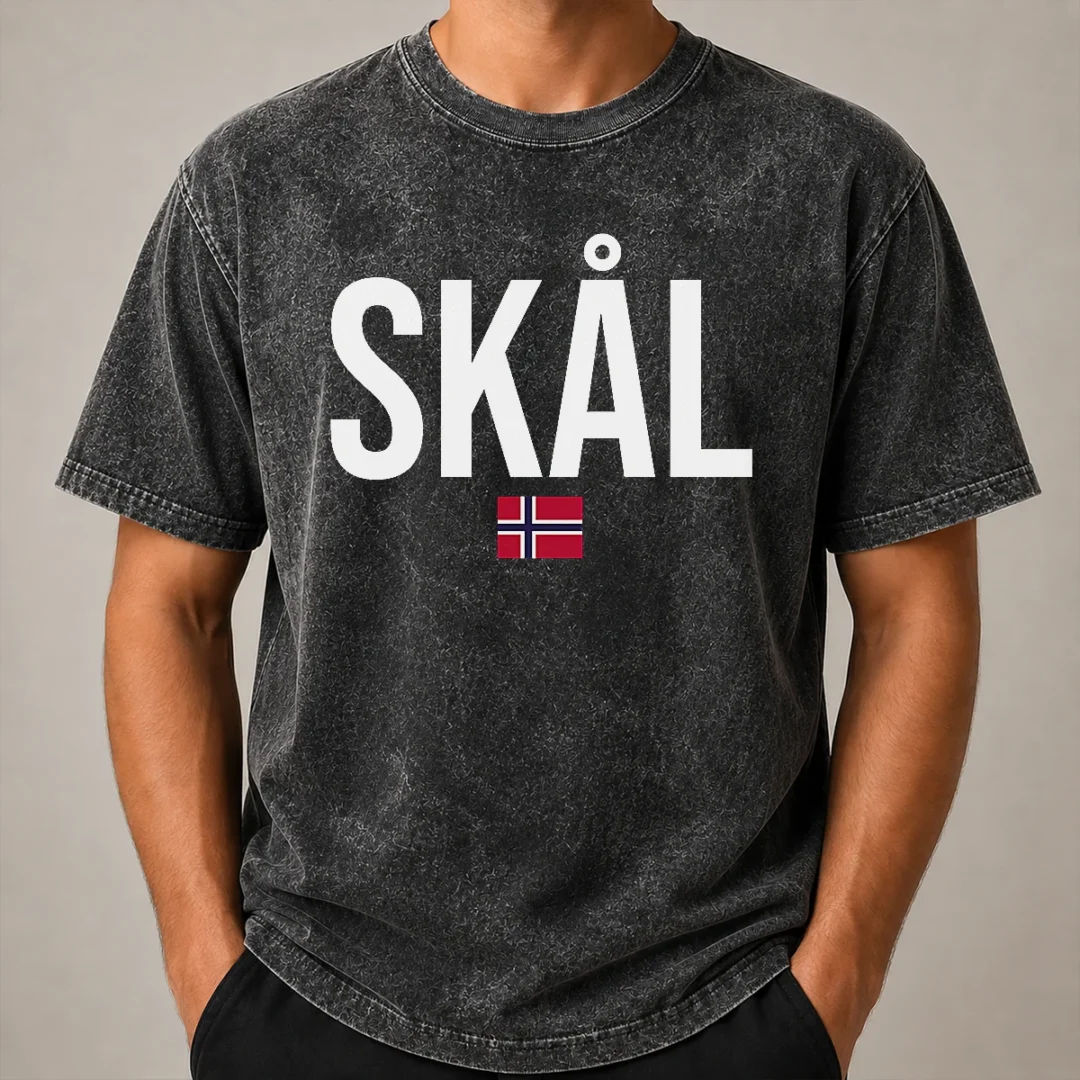 Original Hot Skal Norwegian Phrase Saying Gift Cheers In Norway Washed T Shirt Original Hot Skal Norwegian Phrase Saying Gift Cheers In Norway Washed T Shirt in soft cotton fabric