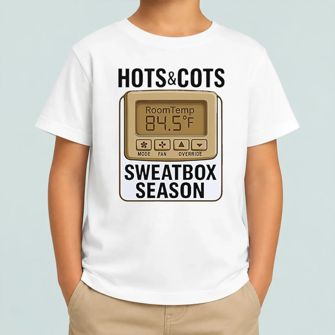 original-hots-and-cots-sweatbox-season-thermostat-kids-t-shirt Original Hots And Cots Sweatbox Season Thermostat Kids T Shirt in vibrant colors, short-sleeve cotton tee for children