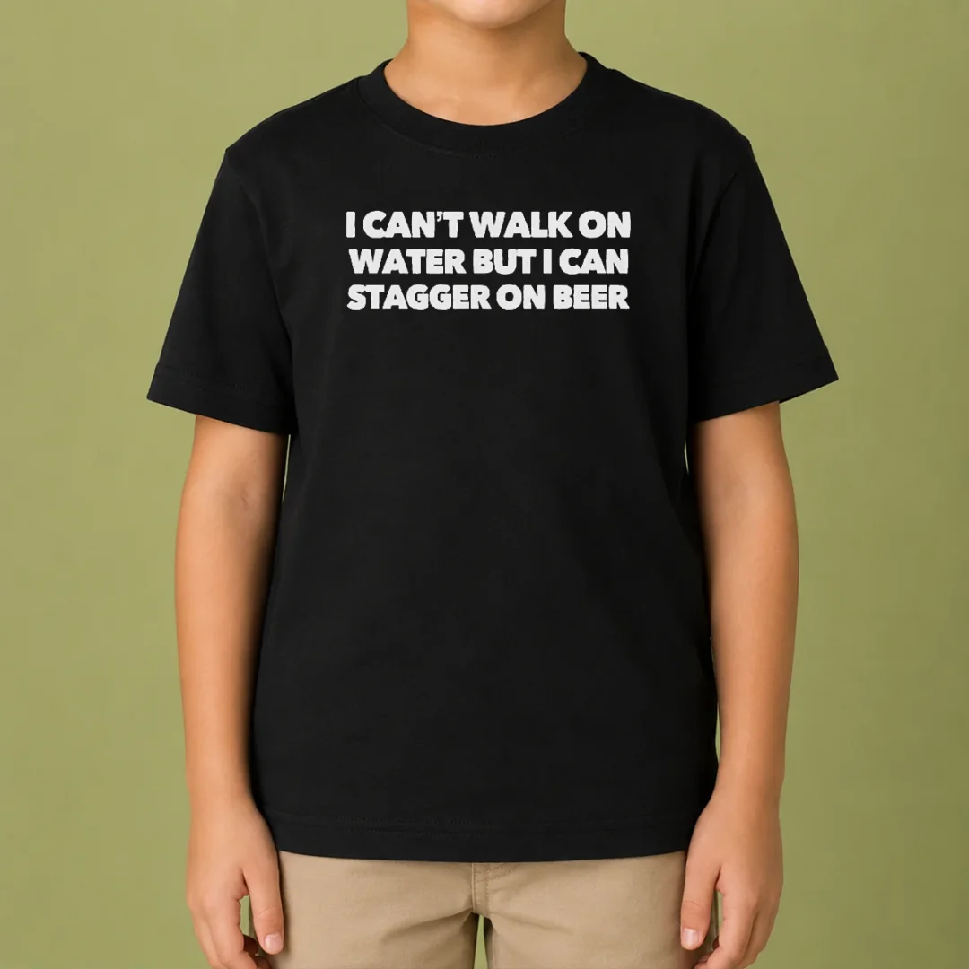original-i-can-t-walk-on-water-but-i-can-stagger-on-beer-kids-t-shirt Original I Can'T Walk On Water But I Can Stagger On Beer Kids T-Shirt