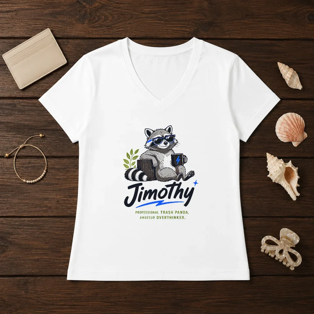 original-jimothy-the-trash-panda-funny-racoon-meme-v-neck-shirt Original Jimothy The Trash Panda Funny Racoon Meme V-Neck Shirt
