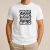 Original Labour Day Proud Worker Stencil Tee For Blue Collar t shirt in navy blue with stencil style graphic