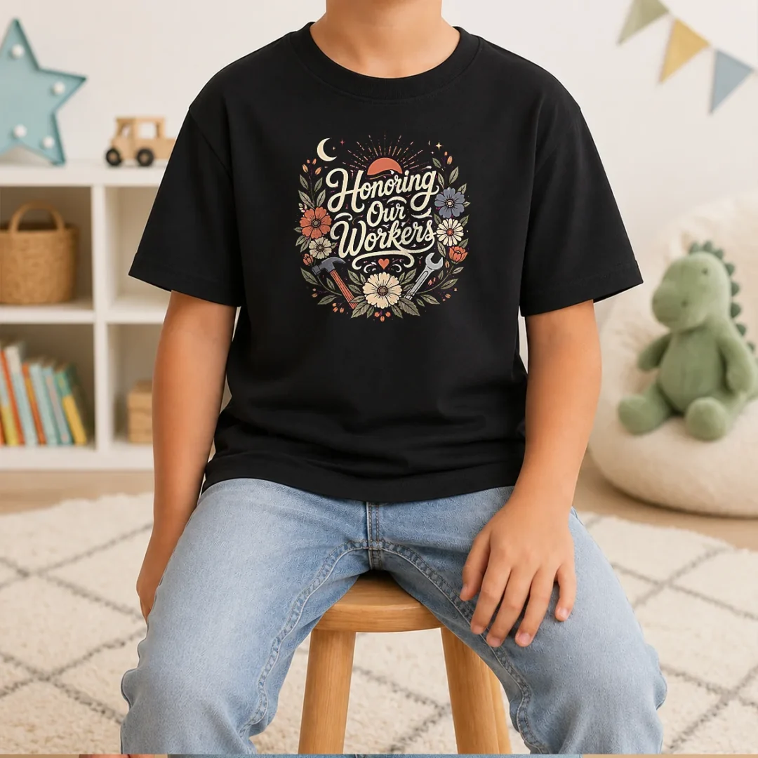 original-labour-day-workers-celebration-boho-line-art-kids-t-shirt Original Labour Day Workers Celebration Boho Line Art Kids T-Shirt