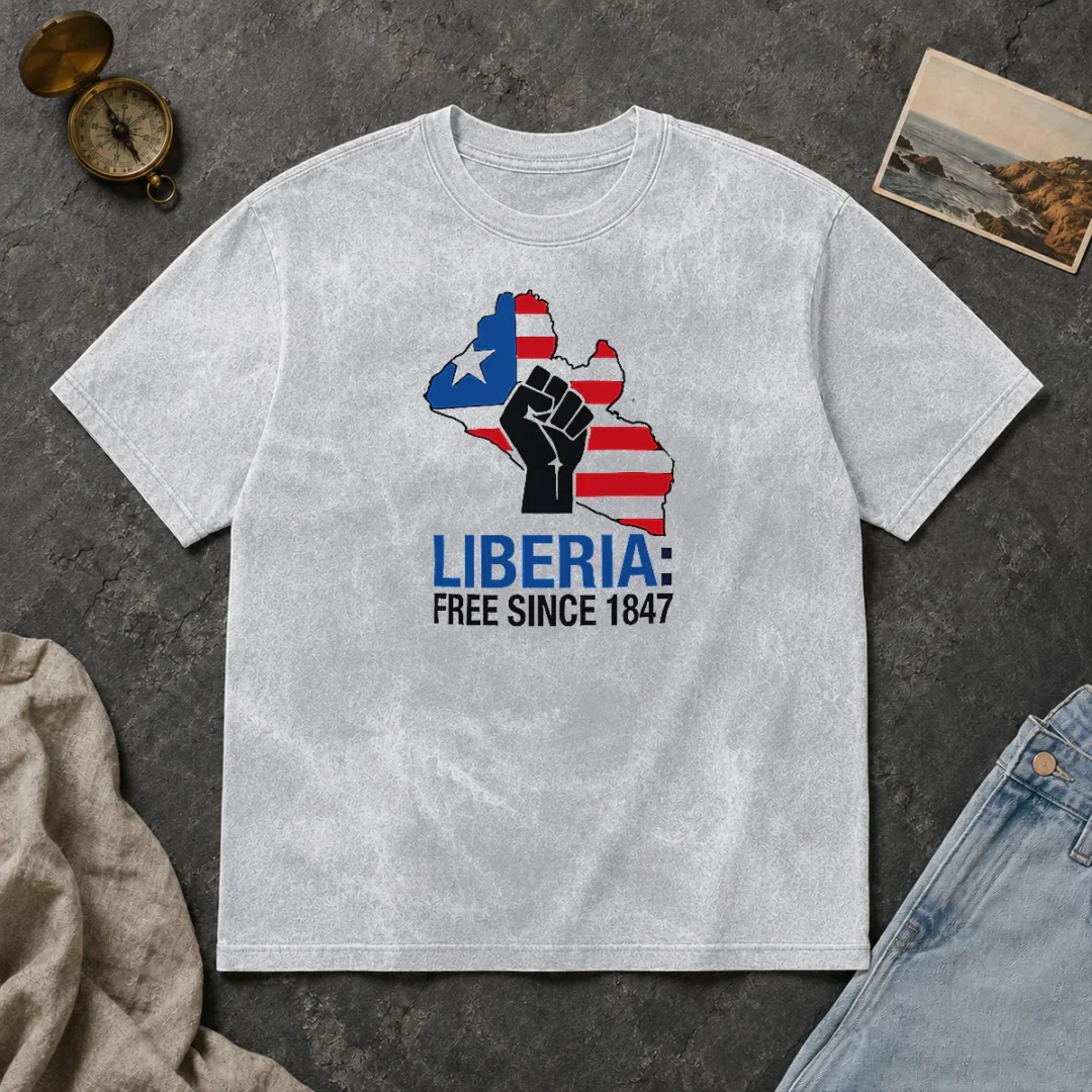 Original Liberia Free Since 1847 Washed T Shirt Original Liberia Free Since 1847 Washed T-Shirt