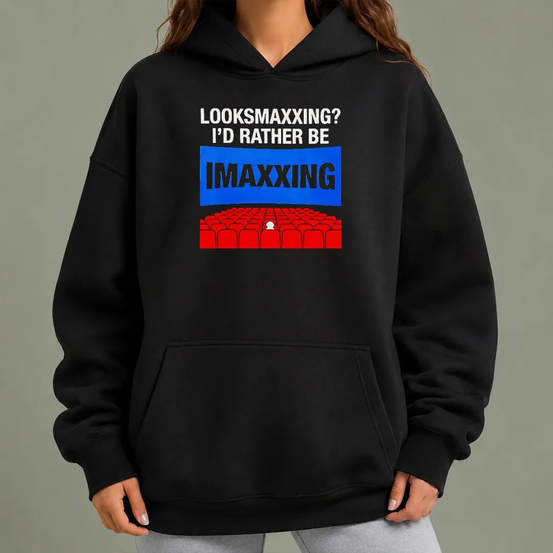 original-looksmaxxing-i-d-rather-be-imaxxing-hoodie Original Looksmaxxing I'D Rather Be Imaxxing Hoodie in black with front pocket and drawstring hood