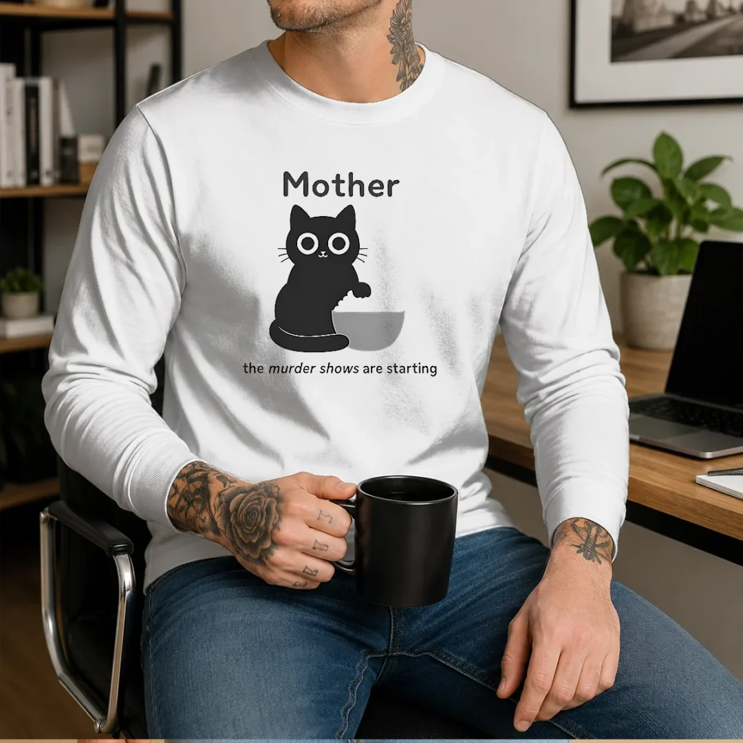 original-mother-the-murder-shows-are-starting-black-cat-long-sleeve-shirt Original Mother The Murder Shows Are Starting Black Cat Long Sleeve Shirt