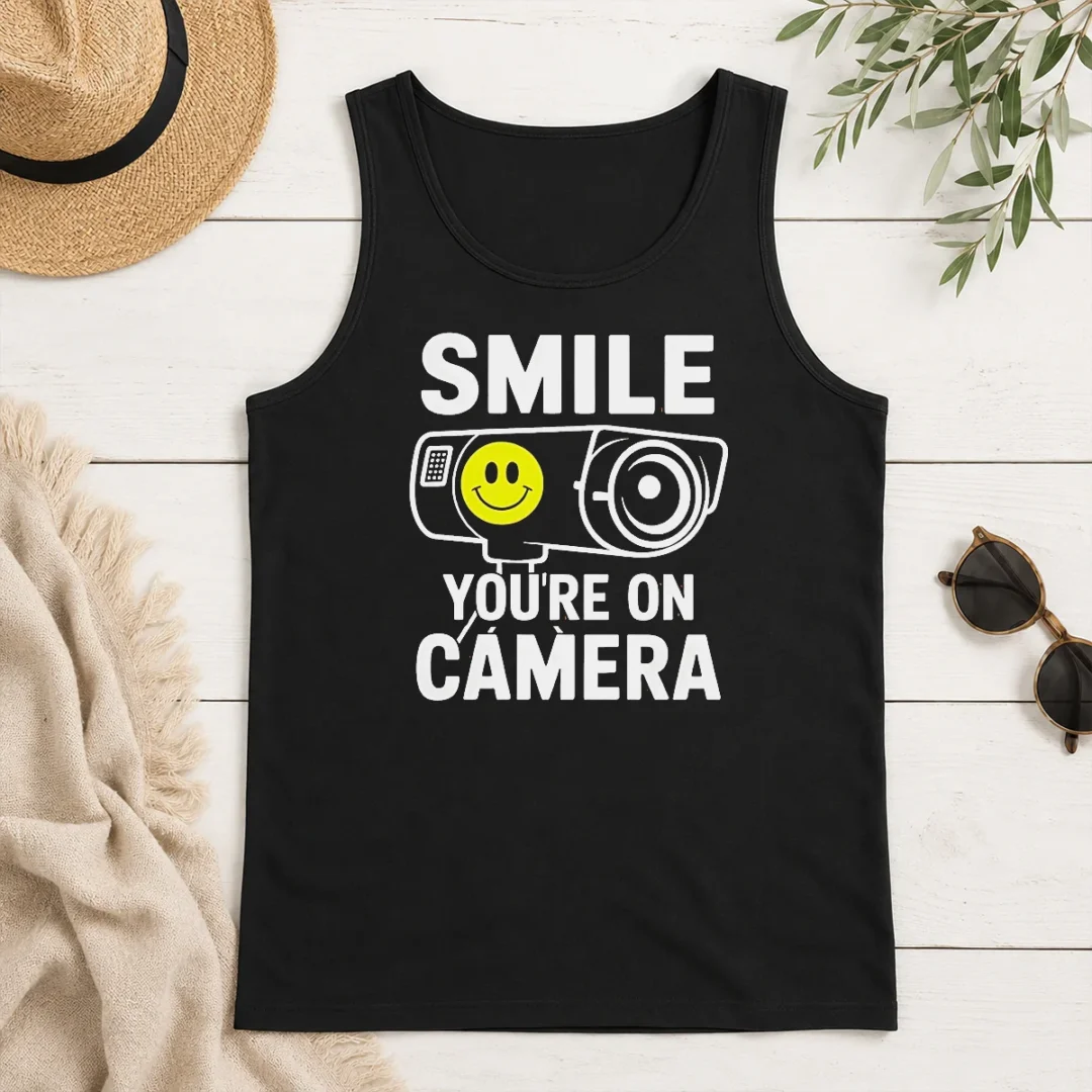 Original Nice Smile You'Re On Camera Security Camera With Smiley Face Tank Top Original Nice Smile You'Re On Camera Security Camera With Smiley Face Tank Top
