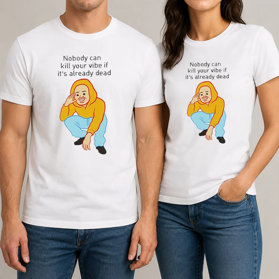 original-nobody-can-kill-your-vibe-if-it-s-already-dead-cartoon-man-t-shirt Original Nobody Can Kill Your Vibe If It'S Already Dead Cartoon Man t shirt in black, front view with bold graphic print