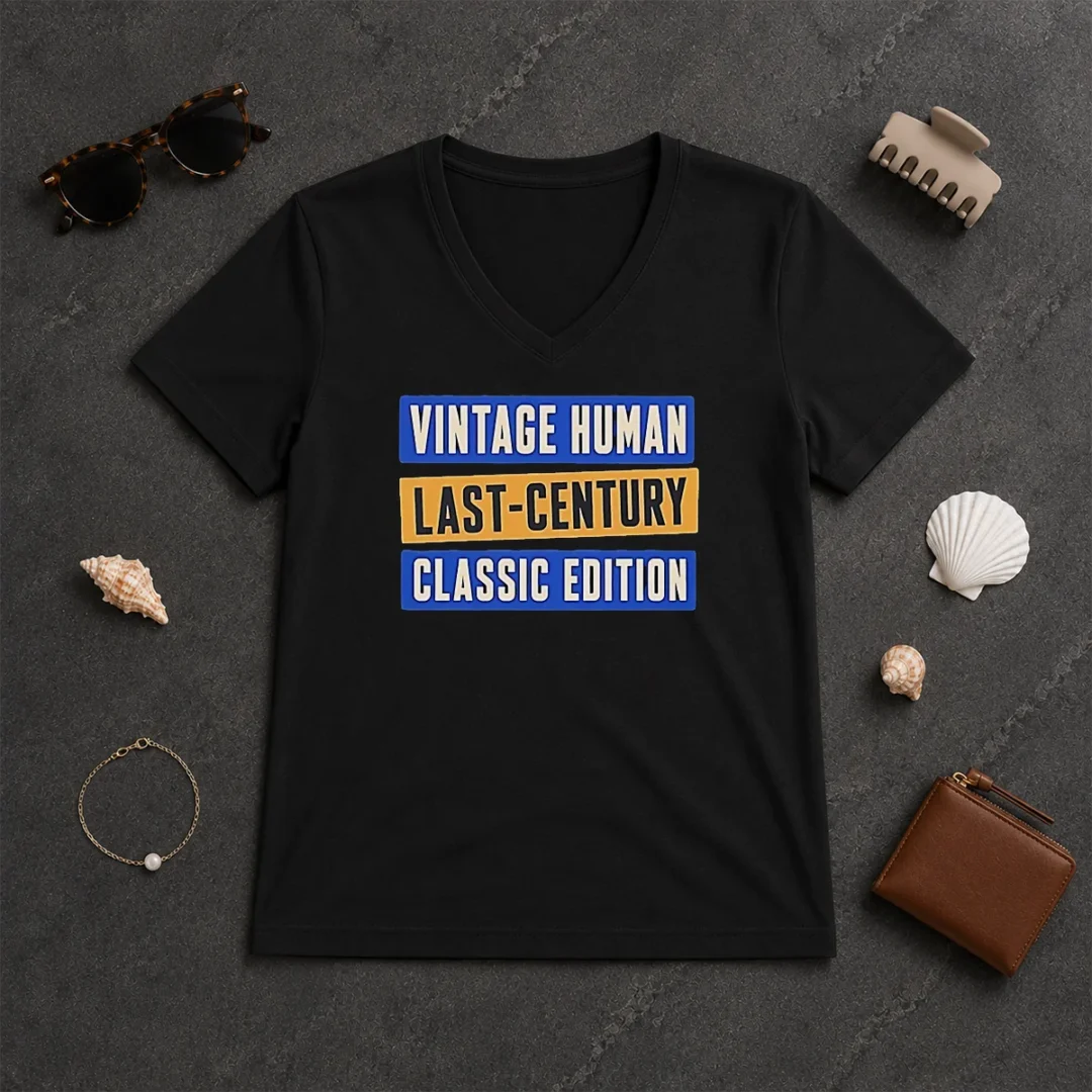 Original Official Vintage Human Last Century Classic Edition V Neck Shirt Original Official Vintage Human Last Century Classic Edition V Neck Shirt in classic fit with soft fabric