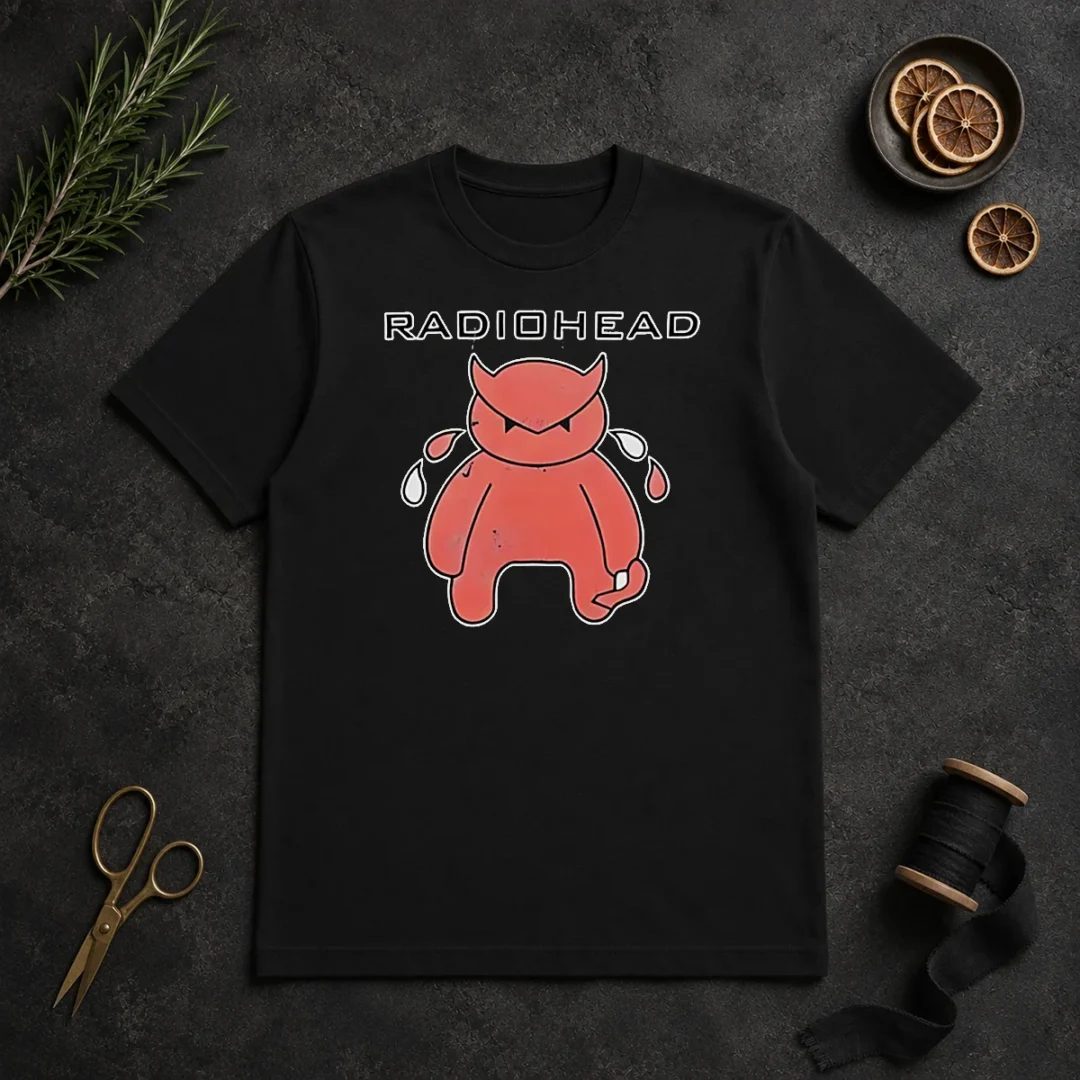 Original Pretty Radiohead Distressed Crying Devil Character t shirt Original Pretty Radiohead Distressed Crying Devil Character