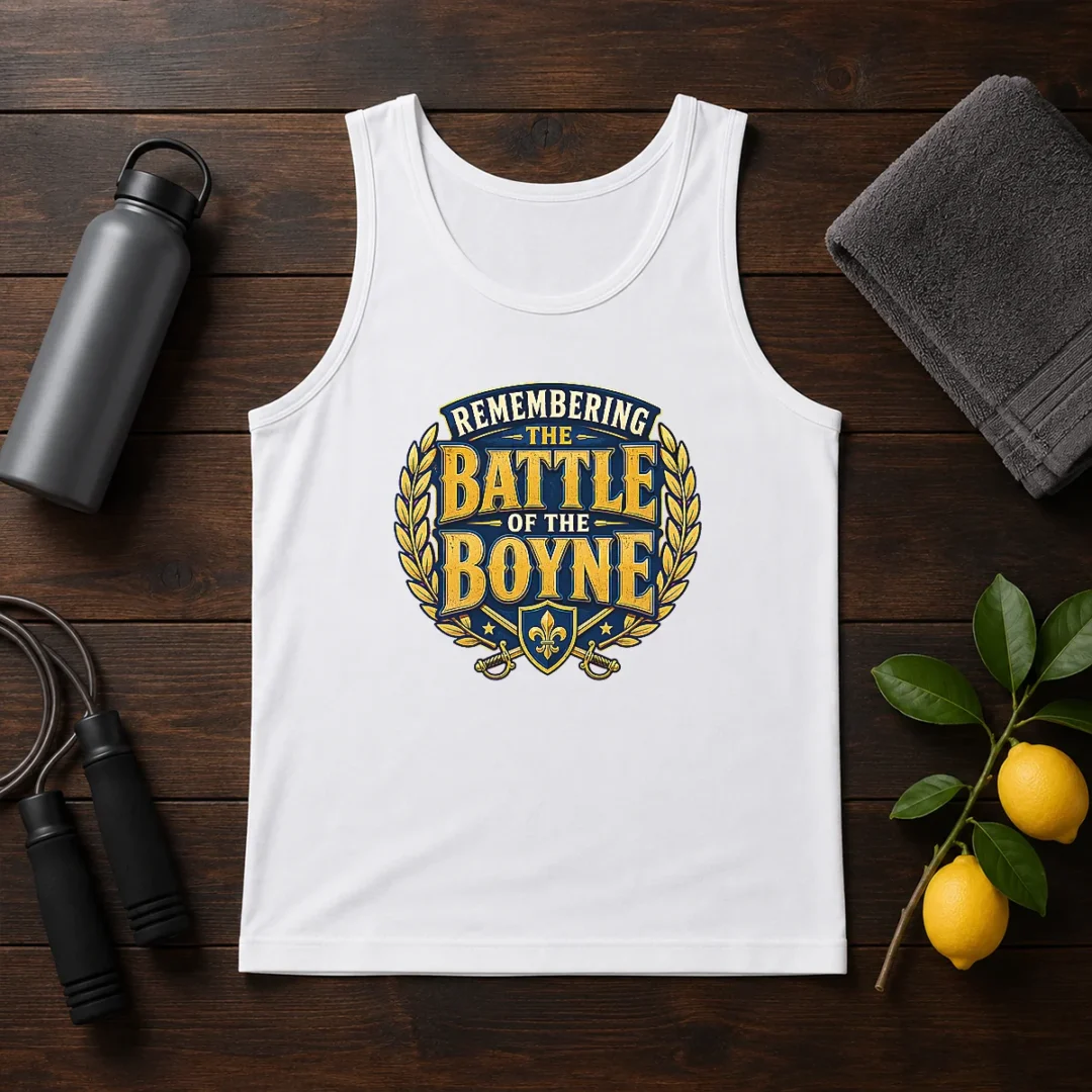 original-pride-in-history-typography-for-battle-of-the-boyne-2-tank-top Original Pride In History Typography For Battle Of The Boyne (2) tank top in white, featuring bold historical typography design
