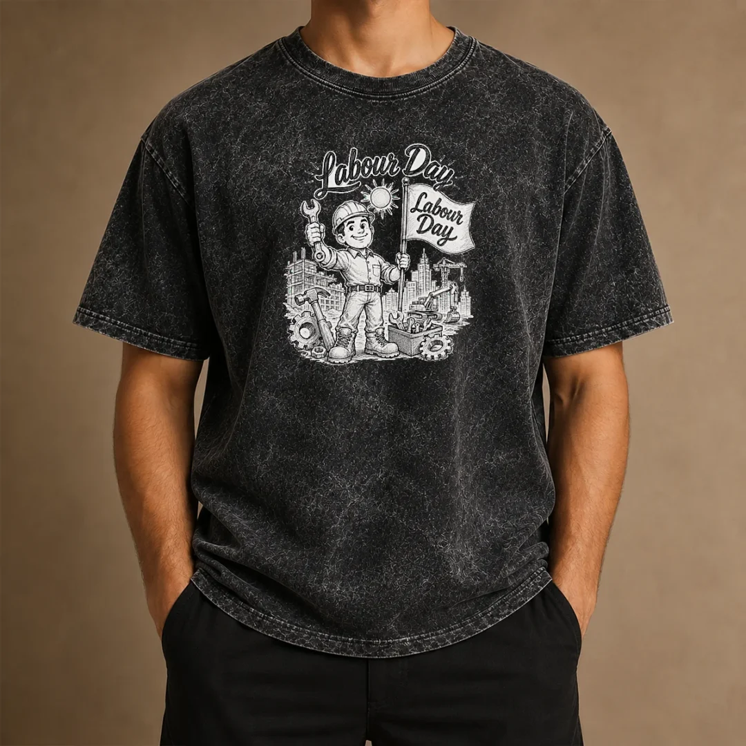 original-proud-worker-labour-day-celebration-sketch-washed-t-shirt Original Proud Worker Labour Day Celebration Sketch on a soft washed t shirt in a casual fit