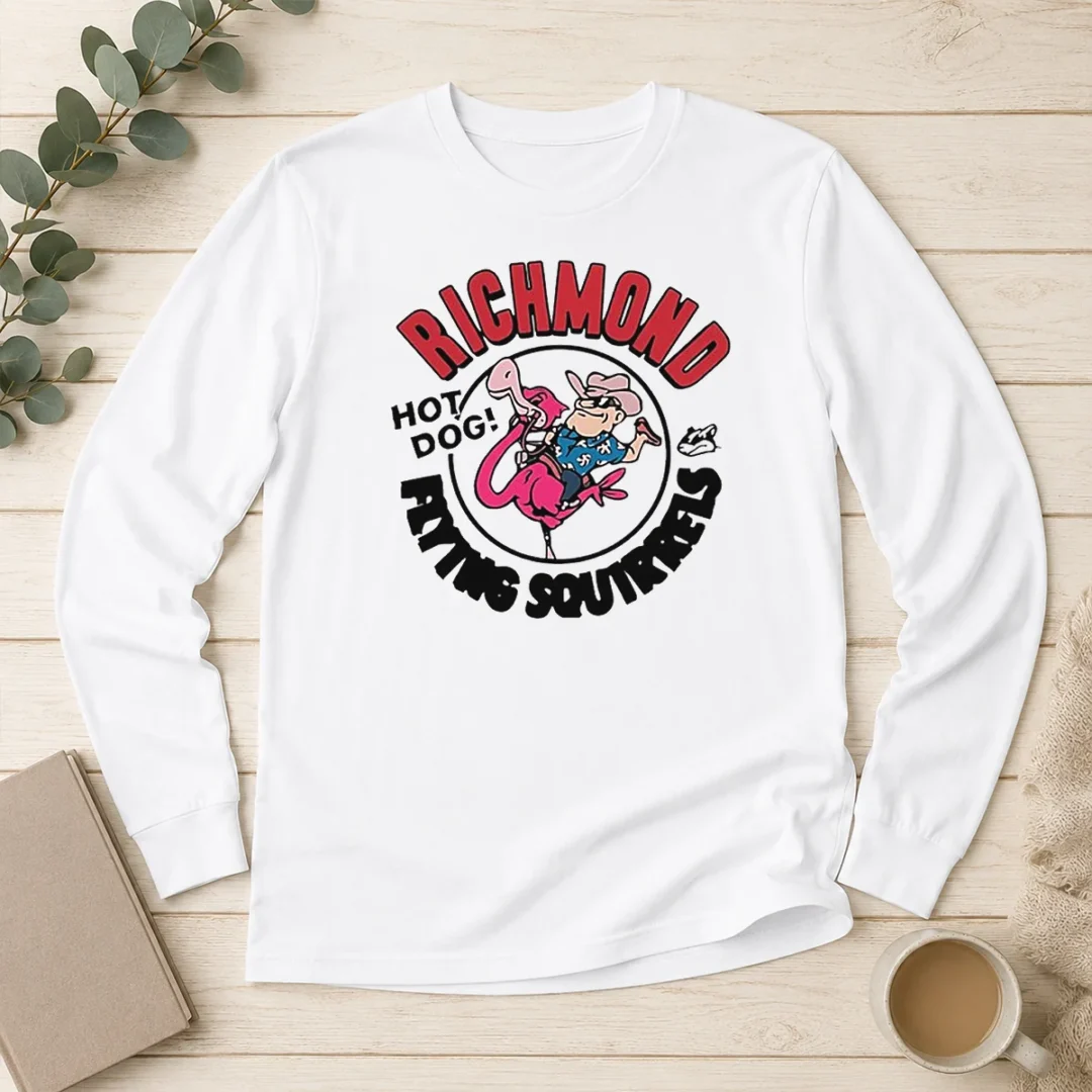 original-richmond-flying-squirrels-hot-dog-flamingo-long-sleeve-shirt Original Richmond Flying Squirrels Hot Dog Flamingo Long Sleeve Shirt