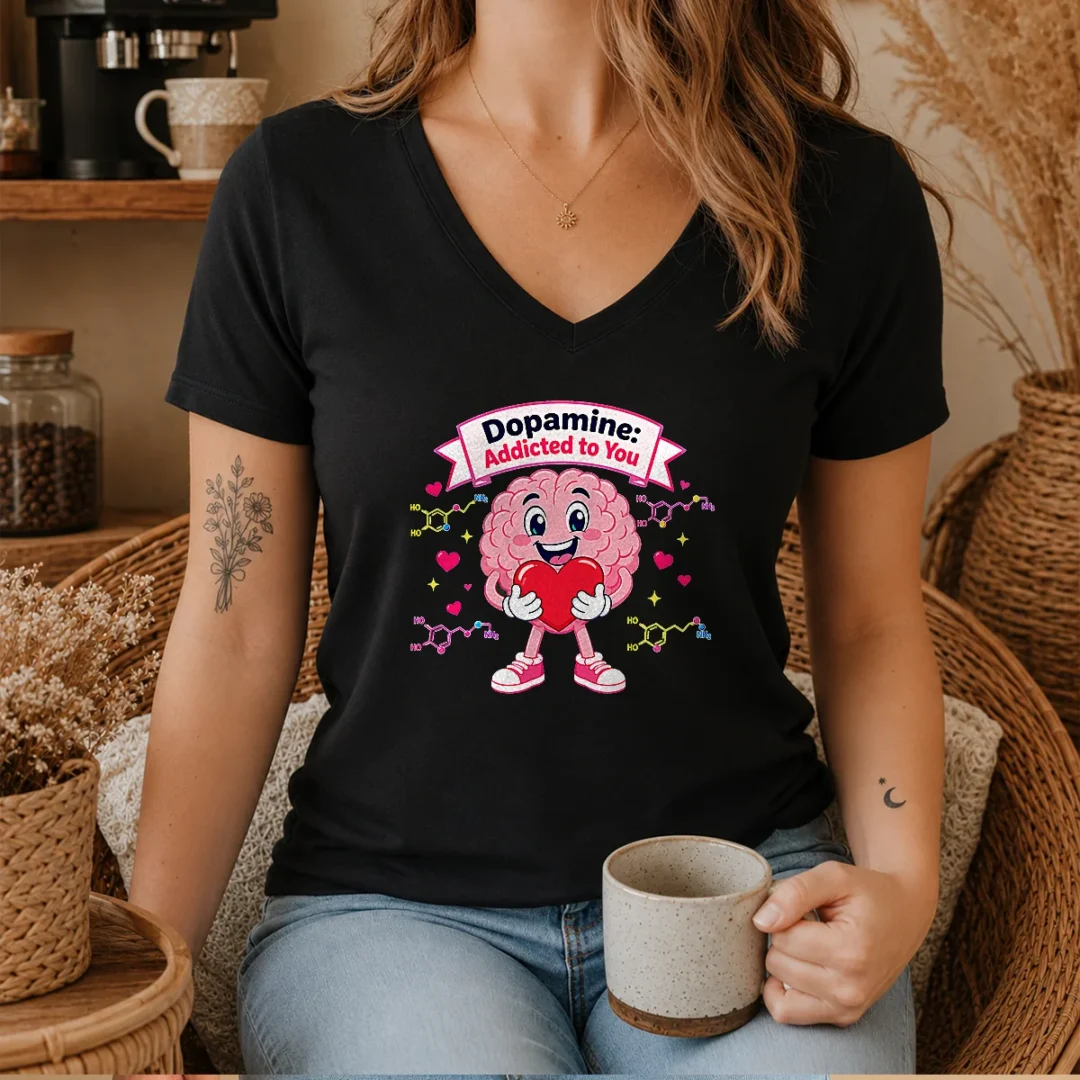 original-romantic-dopamine-addicted-to-you-couples-v-neck-shirt-1 Original Romantic Dopamine Addicted To You Couples V-Neck Shirt