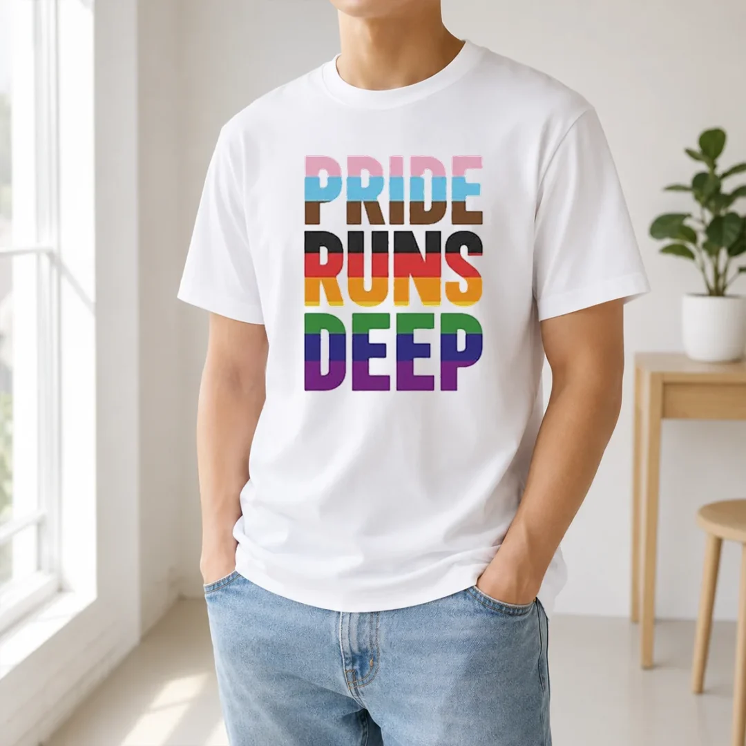 Original Seattle Kraken Pride Runs Deep T Shirt Original Seattle Kraken Pride Runs Deep t shirt in navy blue with colorful Pride-themed Seattle Kraken logo