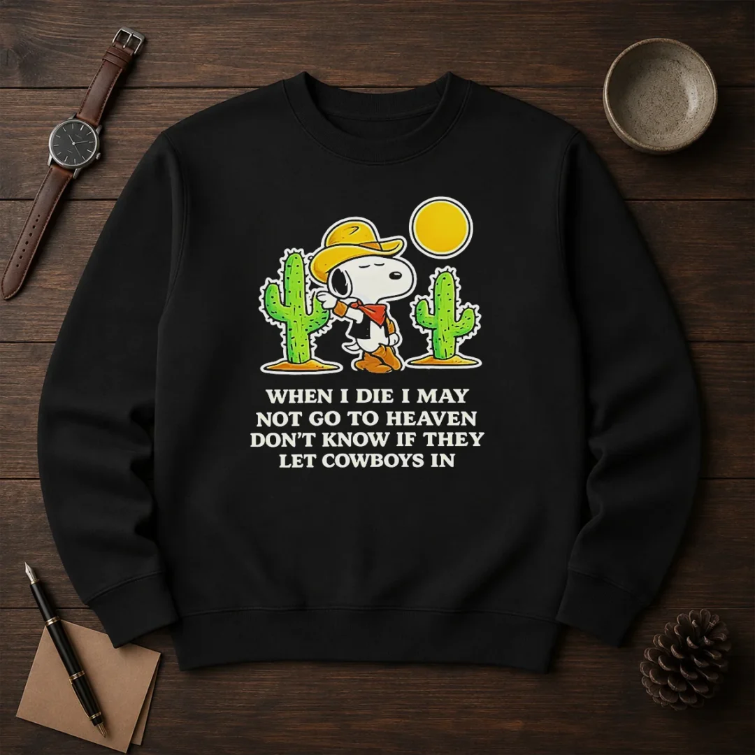 original-snoopy-cowboy-when-i-die-i-may-not-go-to-heaven-sweater Original Snoopy Cowboy When I Die I May Not Go To Heaven Sweater in cozy knit fabric with printed graphic on front