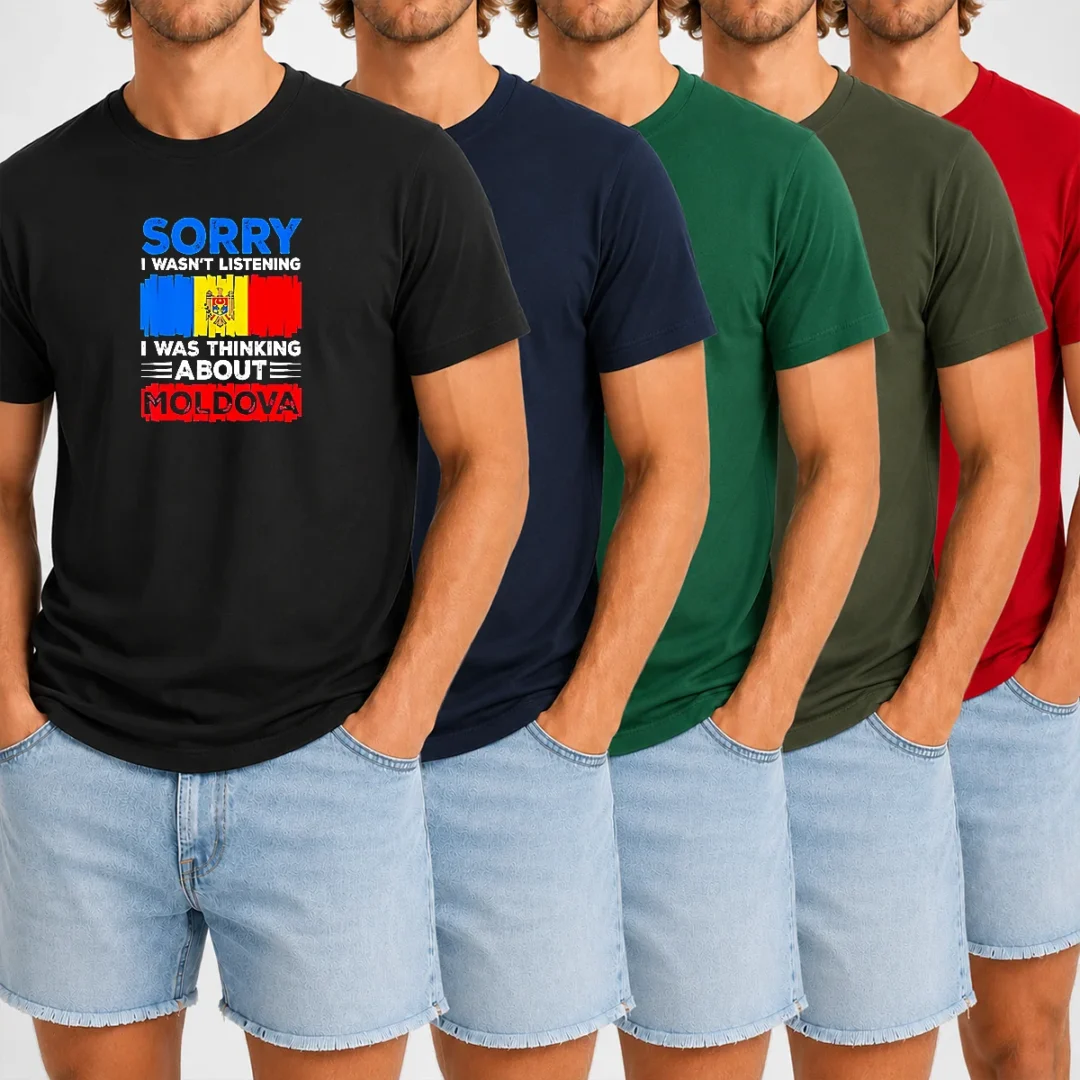 Original Sorry I Wasn'T Listening I Was Thinking About Moldova t shirt in classic fit with bold printed text on front
