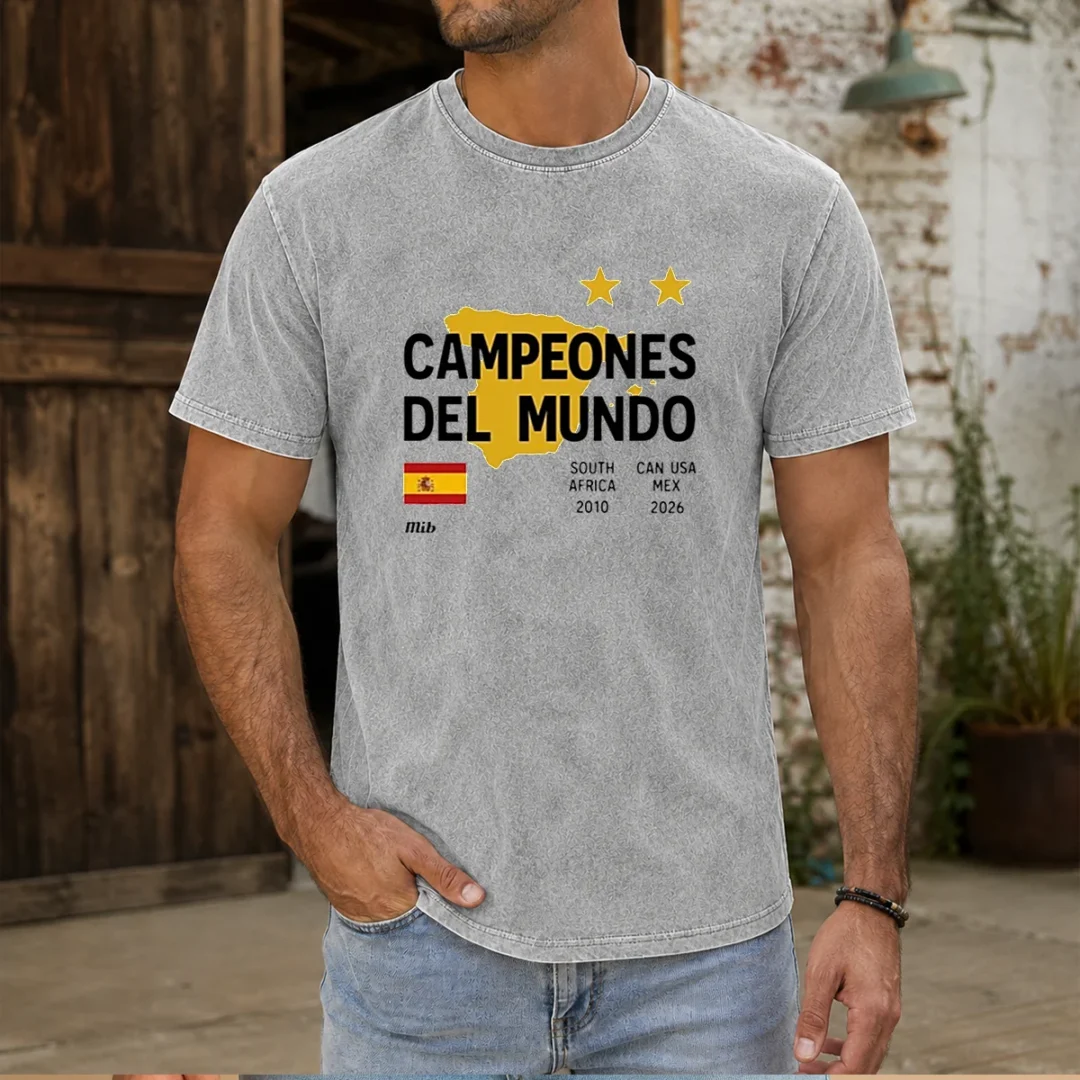 original-spain-campeones-del-mundo-2010-south-africa-and-2026-world-cup-washed-t-shirt Original Spain Campeones Del Mundo 2010 South Africa And 2026 World Cup printed on a soft washed t shirt