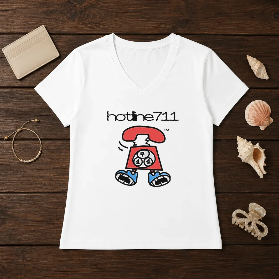 original-telephone-cartoon-hotline711-v-neck-shirt Original Telephone Cartoon Hotline711 V-Neck Shirt