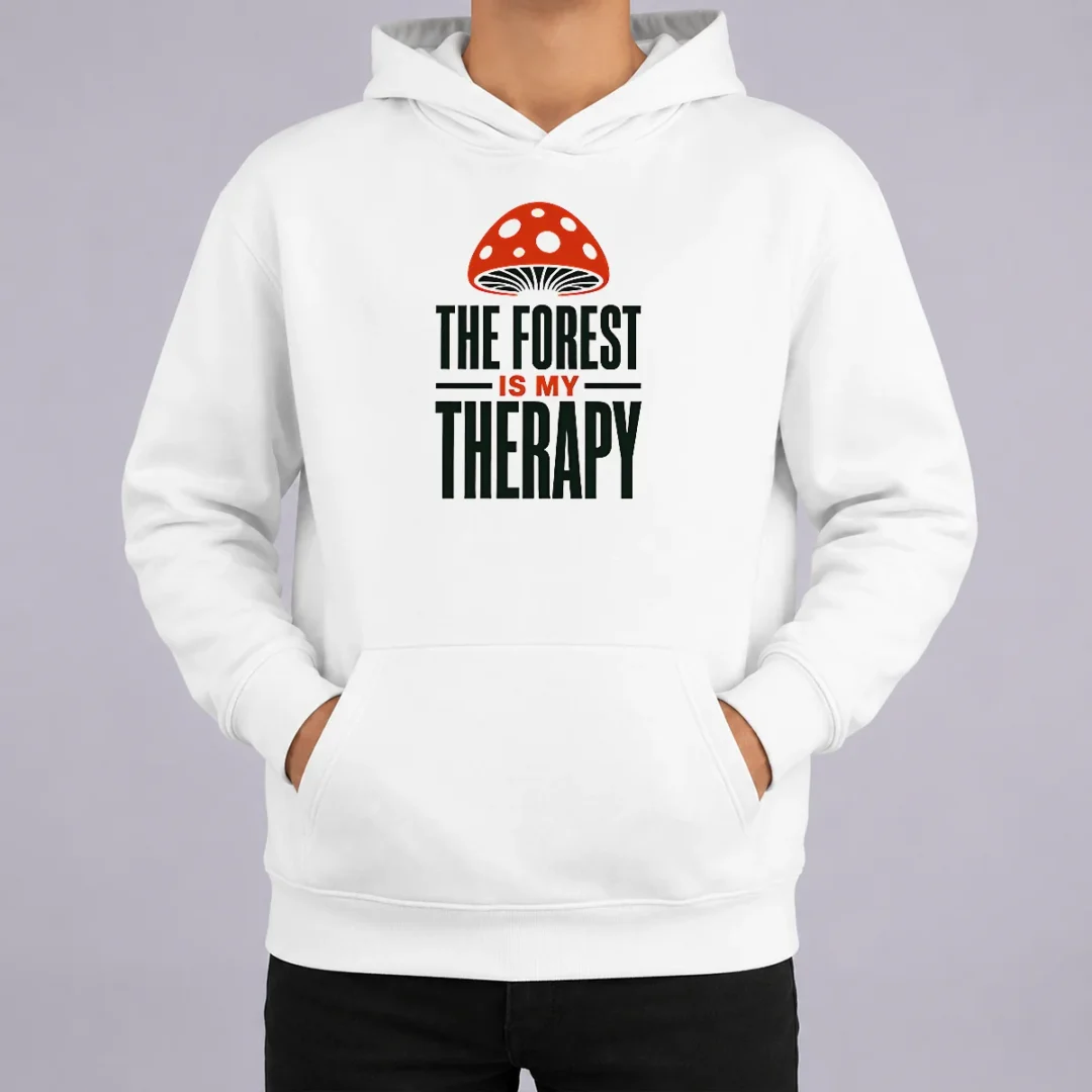Original The Forest Is My Therapy Mushroom Hoodie Original The Forest Is My Therapy Mushroom Hoodie in forest green with front pocket and drawstring hood