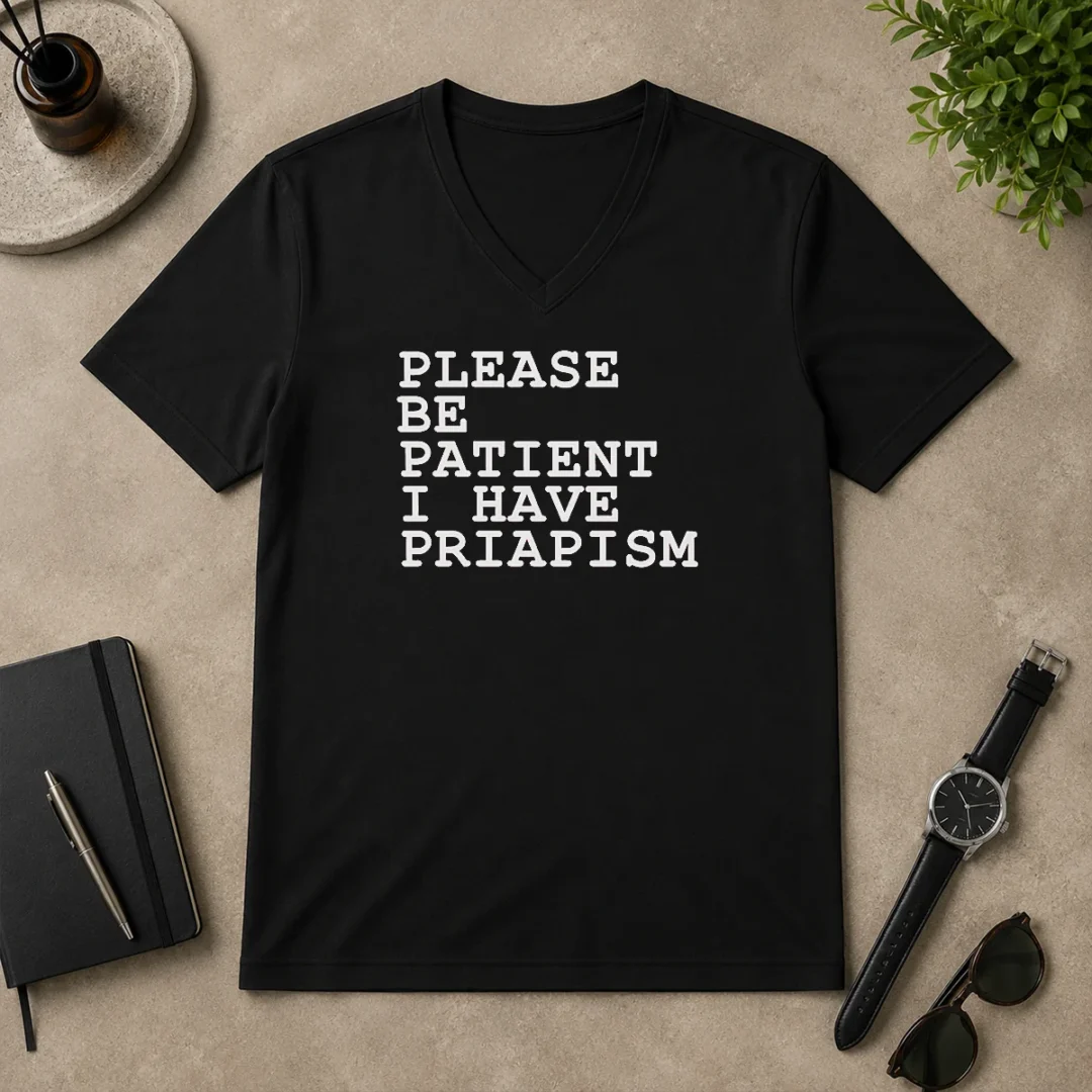 Original Top Please Be Patient I Have Priapism V Neck Shirt Original Top Please Be Patient I Have Priapism V Neck Shirt featuring a comfortable fitted V neck design