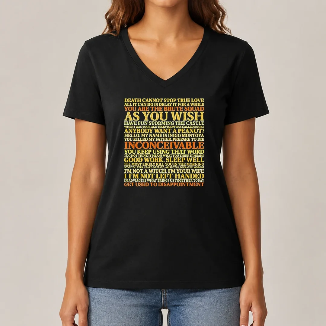 original-top-the-princess-bride-movie-quotes-collage-v-neck-shirt Original Top The Princess Bride Movie Quotes Collage V Neck Shirt featuring iconic quotes printed on a comfortable V neck garment