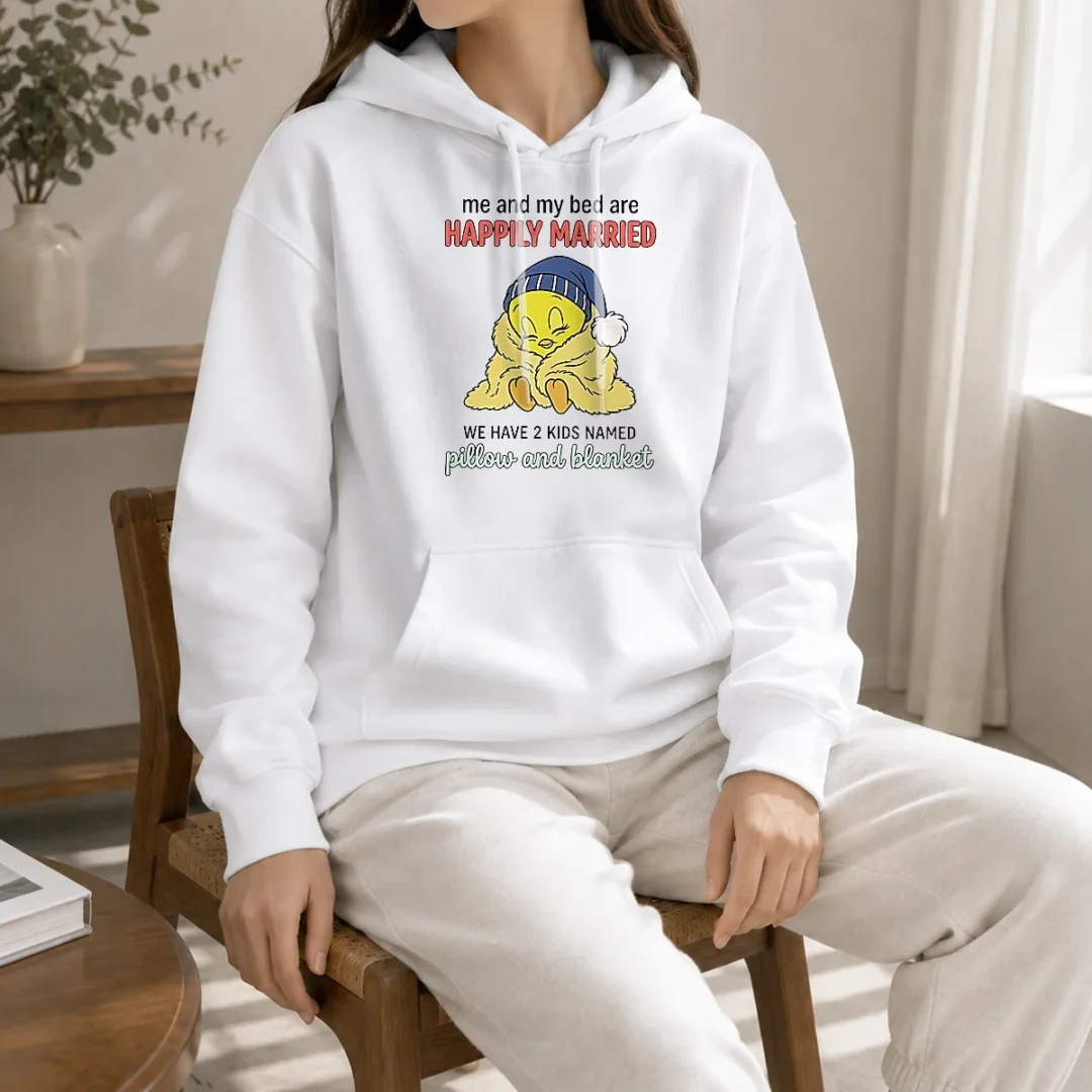 original-tweety-and-my-bed-are-happily-married-we-have-2-kids-named-pillow-blanket-hoodie Original Tweety And My Bed Are Happily Married We Have 2 Kids Named Pillow Blanket Hoodie