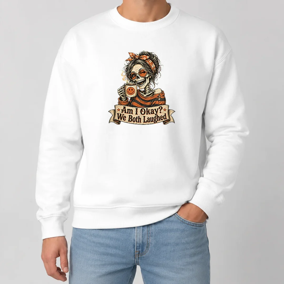 Original Vintage Funny Halloween Skeleton Girl Coffee Sweater Original Vintage Funny Halloween Skeleton Girl Coffee Sweater
