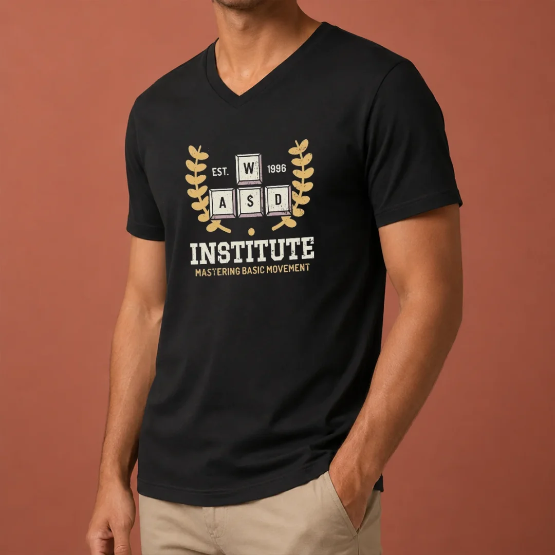 original-wasd-institute-est-1996-mastering-basic-movement-v-neck-shirt Original WASD Institute Est 1996 Mastering Basic Movement V-Neck Shirt